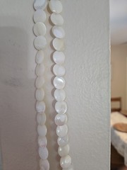 Vintage Mother Of Pearl Round Flat Disc Beaded Necklace 24 inch.