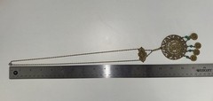 Vintage Goldette Gold Tone Asian Statment Faux Jade Dangles Necklace