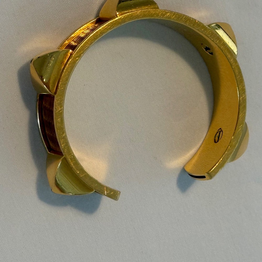 Hermès Gold Plated Médor Cuff/Bangle Bracelet- Brown Leather-Circa 1997