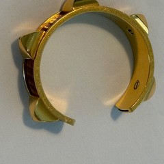 Hermès Gold Plated Médor Cuff/Bangle Bracelet- Brown Leather-Circa 1997