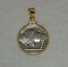 Coin Jewelry Pendant Vintage Buffalo Nickel 14K Gold Filled Bezel Soldered Bail