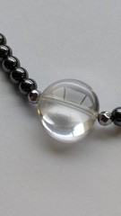 Vintage 925 Sterling Silver Hematite Bead & Glass Necklace Sz 17