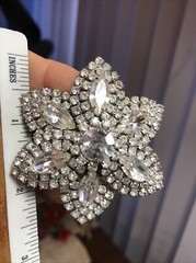 23. Vtg Silver tone Mix material White, AB, Blue Rhinestone Prong Set 5 Pins