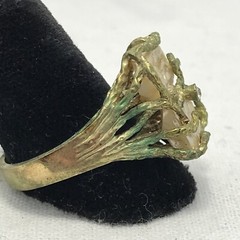 Vintage ESPO 14K GE Gold Plated Mother of Pearl & Crystal Ring varied sizes