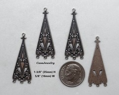 #5042 ANTIQUED .925 STERLING SILVER PLATED DROP W/TOP HANG RING – 4 Pcs