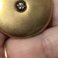 Victorian 9.9g Round Matte Gold Filled Locket Pendant Photo C Co Stamp CZ Stone