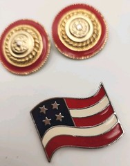 Vtg to Contemporary Patriotic Red White & Blue Jewelry Lot Rhinestones Enamel