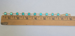 Vintage Swarovski gold-tone bezel-link bracelet Aqua blue Crystals 8″ Swan mark