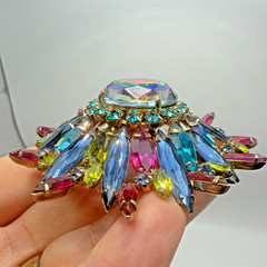 Vintage Juliana Watermelon Heliotrope Domed Brooch Statement Delizza & Elster