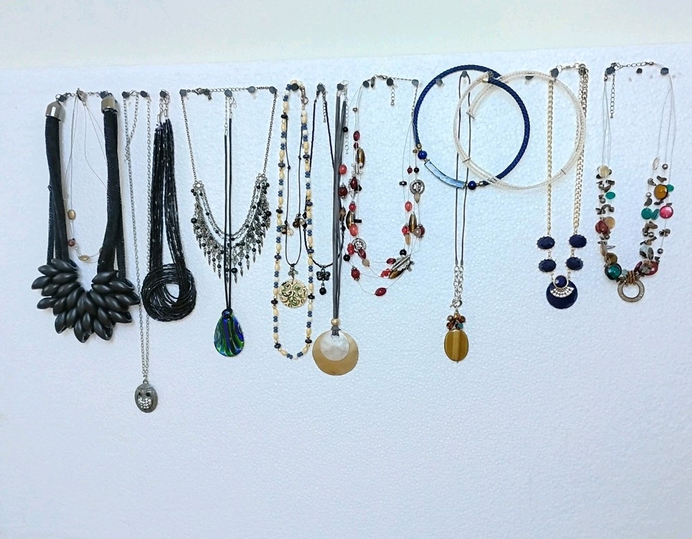 Lot Of Black Stone Gothic Necklaces 16 Owl Choker Vintage