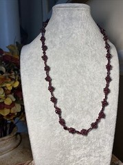 Genuine Almandine Garnet Unusual Cluster Station Bead Necklace Clasp-Free 26″