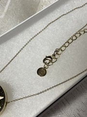 House of Harlow 1960 Starburst Pendant Necklace Gold Tone White Faux Leather 18″
