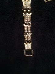 Vintage Rhinestone Bracelet Heavy Silvertone Unbranded 7.5 To 8.5 in With Link