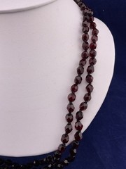Garnet color czech glass bead necklace vintage 48”