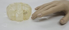 Vintage Clear Cream Lucite Stretchable Bracelet With Bubbles