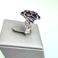 GORGEOUS Vintage AVON Ring SIGNED JJJ Amethyst Cluster size 7