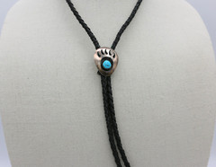 Vintage Navajo Native American Indian Turquoise Sterling Silver Bolo Tie