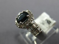 1.52CT DIAMOND AAA SAPPHIRE 14K WHITE GOLD OVAL ROUND & BAGUETTE FRIENDSHIP RING