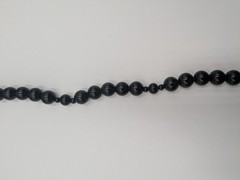 Karla Jordan Black Beaded Necklace + White Mother-of-Pearl Shell Flower Design