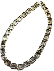 VTG Delillo Silver plate necklace w/Clear Rhinstones signed 20 1/2″ Length