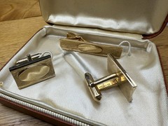 Vintage Anson Cufflinks Tie Bar Bullet Back & Clip