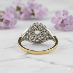 Art Deco Moissanite Cluster Vintage Floral Engagement Ring 935 Argentium Silver