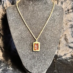 INTAGLIO double sided vintage GF pendant on FCC gold filled cable chain 1/20 12k