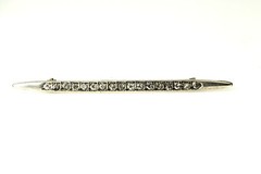 925 Sterling Silver Top Cubic Zirconia Vintage Bar Brooch 3.1 Grams (PEN5771)