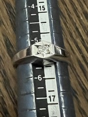 Vintage 14k White Gold Diamond Star Flush Set Size 5.5 Ring 4.4 g. Maker Mark