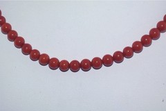 Vintage 5mm Italian Red Coral Necklace 16” + 2” Ext = 18” Sterling Silver Clasp