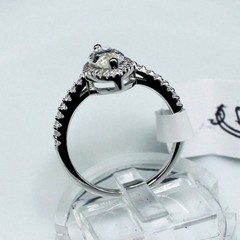 Moissanite Engagement Ring Marquise Cut Halo Pave CZ Sterling Silver 8 NWT