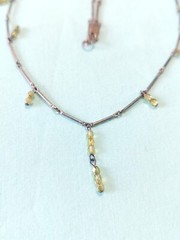 Vintage Sterling Silver 925 Green Glass Dangle Charm Bar Link Necklace 17″
