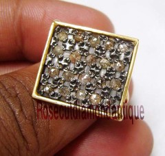 ESTATE 0.80ct ANTIQUE ROSE CUT DIAMOND SILVER 925% VICTORIAN DESIGN WEDDING RING