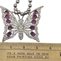 Vintage Art Deco Butterfly Pendant Necklace, Statement Assemblage 28″ Read