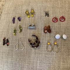 Vintage Pierced Earrings Lot Of 12 Pairs Various Lengths Styles Material