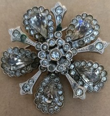 Vintage Silvertone Rhinestone Snowflake Pin Brooch