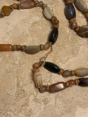 Vintage Aqeeq Agate Carnelian Bead Necklace Hand-Knotted Beirut Lebanon Souk 80s