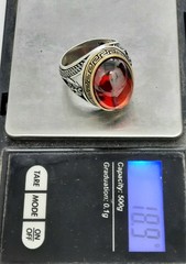 Classic Rif Top Minimalist Eagle Men Ring Sterling Silver 925 Agate Stone SZ 11