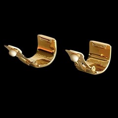 VTG Hermes Lion Motif Enamel Clip-On Earrings Cloisonne Gold Plated w/Box Used