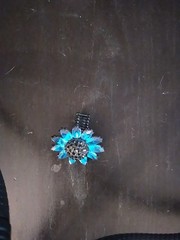 Three Vintage Elastic Rings Two Flower And One Jewel One Size Fits All