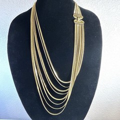 Vintage Monet Necklace Multi Strand Layered Chain Gold Tone 28” Runway Statement