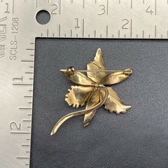 Vintage European Lily Flower 800 Continental Silver Rhinestones Pin Brooch