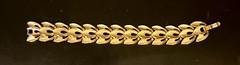 VTG Signed Crown Trifari Brush Gold Tone Bracelet 7” L 0.75″ W Great Condition
