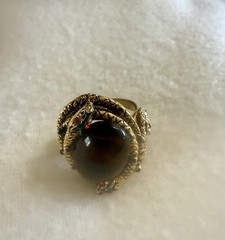 Vintage ART Signed Double Snake Poison Ring 8.5 Adjustable