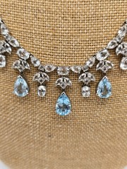 Vintage C*A 925 Sterling Silver Natural Blue Topaz Festoon Bib Statement…