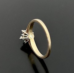 10k – 14k Gold Diamond & Sapphire Cluster Flower Ring Vintage 1980’s 2.1 grams