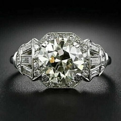 Art Deco Style 3.50Ct Round Cut Lab Created Diamond 14K White Gold Finish Ring