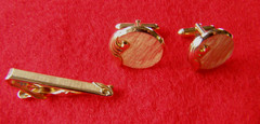 Vintage Swank Gold Tone Mesh Cufflinks and Clip Tie Bar Set Men’s