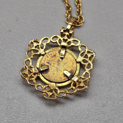 Vintage Mercury Dime Pendant Necklace 26 Inch Gold Tone Coin Jewelry