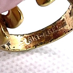 VTG 18KT HGE Gold Plate Ring Tiger Eye Art Nouveau Abstract MCM Retro Size 6.25